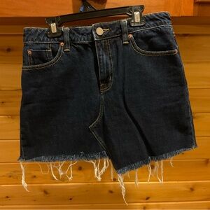 Frayed Hem Denim Skirt